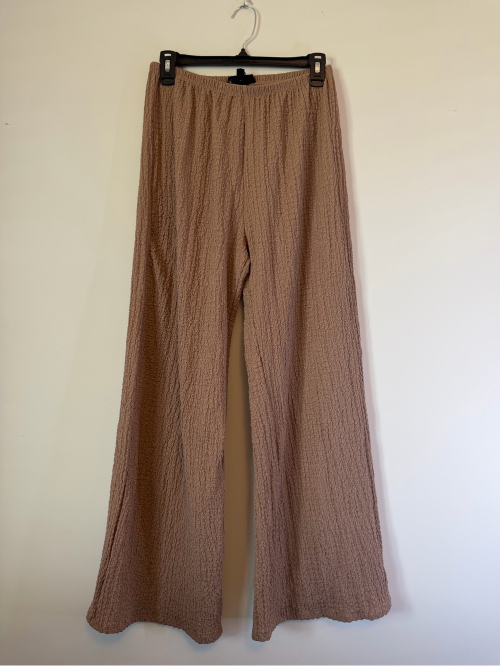 See You Monday Textured Wide-Leg Pants in Taupe